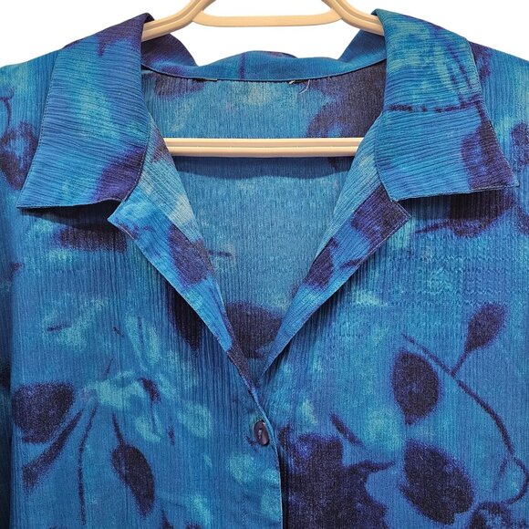 Reitman's Womens Blue Floral Flutter Sleeve Blouse Size 22 - Picture 4 of 10